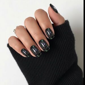 24 Piece Medium Square Galaxy Glitter Press On Nail Set. New.